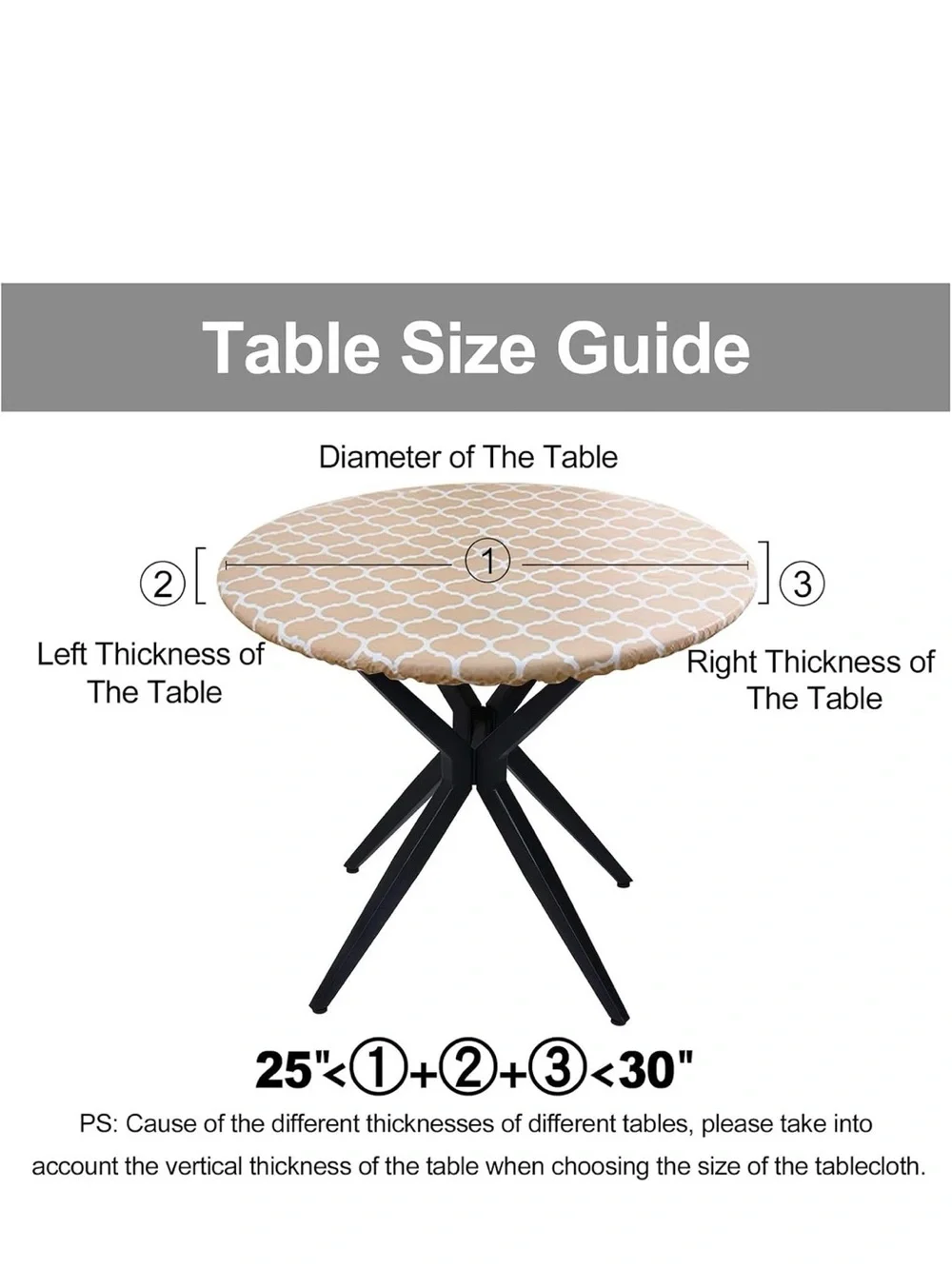 Fitted Vinyl Round Tablecloth — 25”-30”